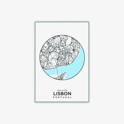 Wolf & Badger Blue Map Of Lisbon A2 420 X 594Mm Stanley Print House