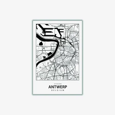 Wolf & Badger Black Map Of Antwerp Belgium Large Stanley Print House