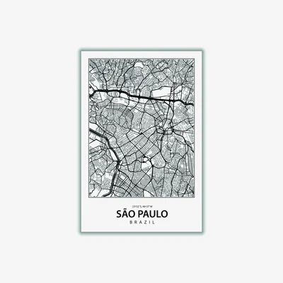 Wolf & Badger Black Map Of Sao Paulo A2 420 X 594Mm Stanley Print House