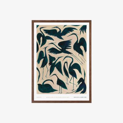 Wolf & Badger Neutrals / Green A1 - Herons Print, Dark Teal One Size Rosanna Corfe
