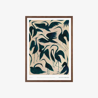 Wolf & Badger Neutrals / Green A1 - Herons Print, Dark Teal One Size Rosanna Corfe