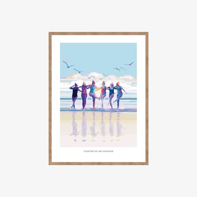 Wolf & Badger Together We Are Stronger Quote Print | A4 | 210 X 297Mm | Becky Bettesworth
