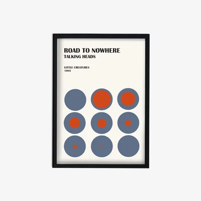 Wolf & Badger Blue / Red Road To Nowhere Talking Heads Giclée Retro Inspired Art Print A3 Fanclub