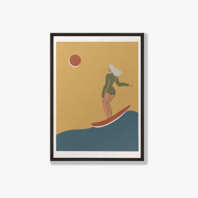 Wolf & Badger Gold / Neutrals / Green The Lady Of The Waves Giclée Fine Art Print - Surf & Sand - A3 | A3 | 297 X 420Mm | Dewerstone