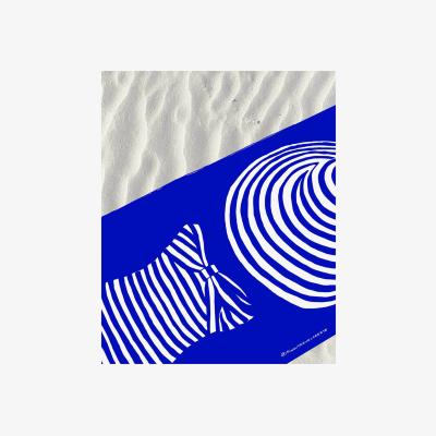 Wolf & Badger Blue / White Stripes On Stripes: Beach Break In The Mediterranean Art Print Awol