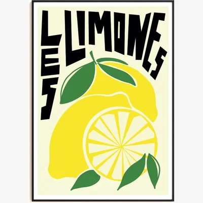 Wolf & Badger Yellow / Orange Les Limones Art Print - A3 Natalie Cass Art