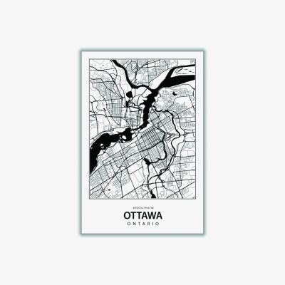 Wolf & Badger Black Map Of Ottawa Canada Extra Large Stanley Print House