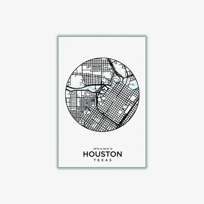 Wolf & Badger Black Map Of Houston Xxs Stanley Print House