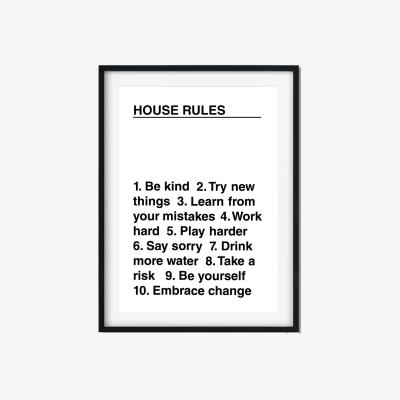 Wolf & Badger Black House Rules - A4 Art Print Size A4 210 X 297Mm The Native State