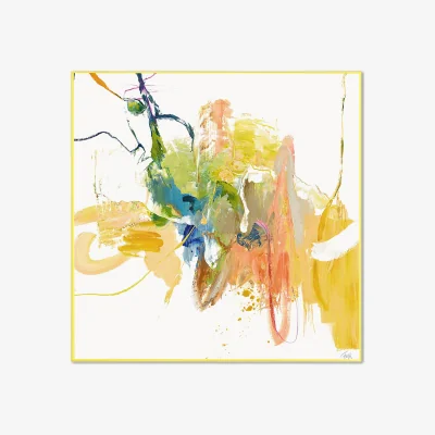 Westwing Handmade Framed Canvas Print Confidential Yellow
