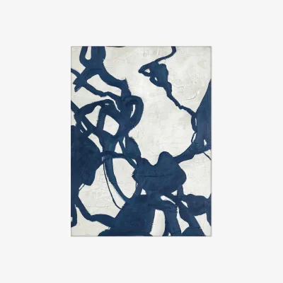 Westwing Hand-painted Canvas Painting Blueplay with Wooden Frame