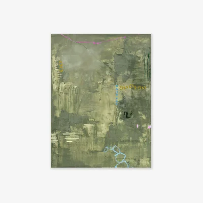 Westwing Hand-Painted Canvas Painting Green Petite
