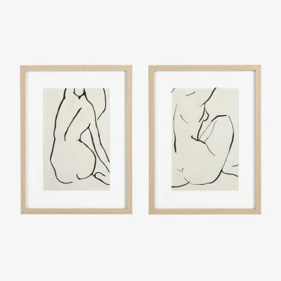 Westwing Posters Refined with Wooden Frame, Set of 2
