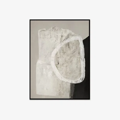 Westwing Hand-Painted Framed Canvas Art White Stone