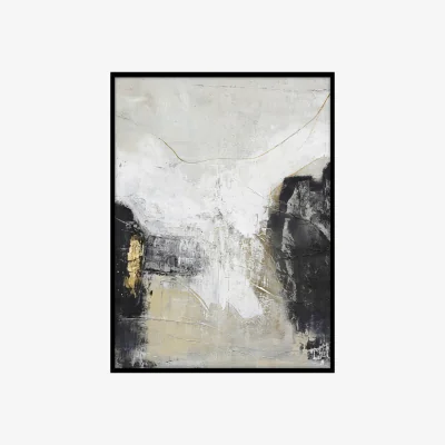 Westwing Hand-painted Canvas White Noir with Wooden Frame