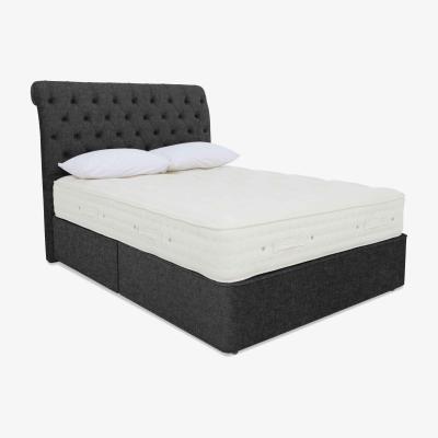 Furniture Village Hypnos - Luxury Firm 3 Divan Set with 2 Drawers - Super King - Tweed Charcoal