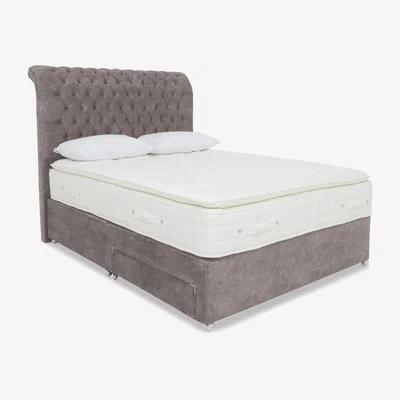 Furniture Village Highgrove - Sanctum Nature 2000 Pillowtop 2 Drawer Divan Set with Johnstone Headboard - Super King - Linoso Dove