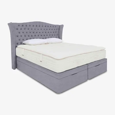 Furniture Village Hypnos - Majestic Ottoman Medium Divan Set - Super King - Premium Simply Zinc