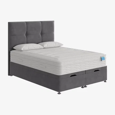 Furniture Village Sleep Story - Gel Plus Hybrid End Ottoman Divan Set - Super King - Grey