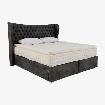 Furniture Village Hypnos - Bespoke Emperor Medium Divan Set with 4 Drawers - Super King - Daytona Coal