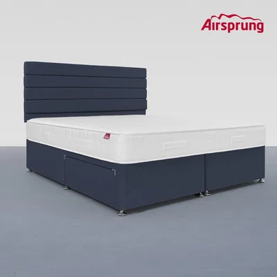 Furniture123 Airsprung Super King 2 Drawer Divan Bed with Hybrid Mattress - Midnight Blue