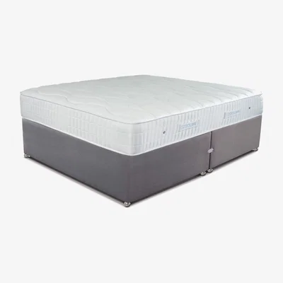 Furniture123 Sleepeezee Super King Divan Bed in Joshua Grey with Cooler Pinnacle 1000 Mattress