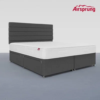 Furniture123 Airsprung Super King 4 Drawer Divan Bed with Comfort Mattress - Charcoal
