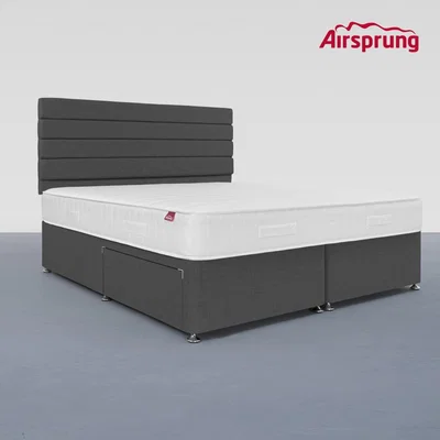 Furniture123 Airsprung Super King 2 Drawer Divan Bed with Hybrid Mattress - Charcoal