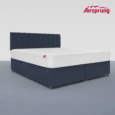Furniture123 Airsprung Super King 4 Drawer Divan Bed with Hybrid Mattress - Midnight Blue