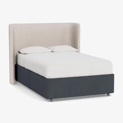Heal's Heal's Deep Divan Super King 2 Footend & 2 Continental Linen Dark Grey - Heal's UK Bedroom Furniture