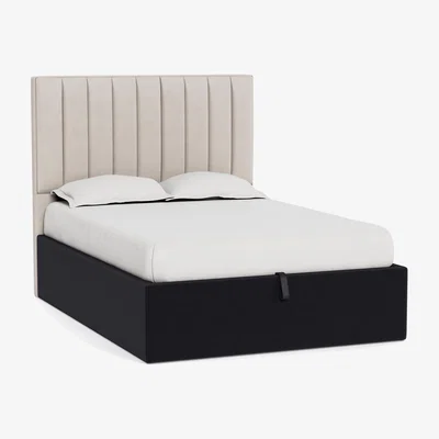 Heal's Heal's Storage Divan Super King Velvet Black Natural Feet - Heal's UK Bedroom Furniture