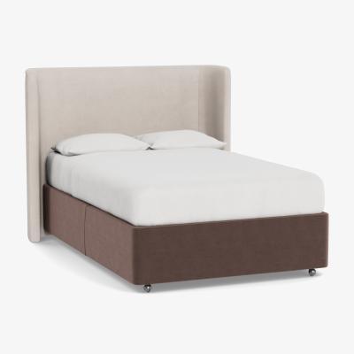 Heal's Heal's Deep Divan Super King 2 Footend & 2 Continental Velvet Mink - Heal's UK Bedroom Furniture