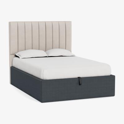 Heal's Heal's Storage Divan Super King Smart Linen Dark Grey Black Feet - Heal's UK Bedroom Furniture