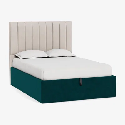 Heal's Heal's Storage Divan Super King Smart Luxe Velvet Ocean Black Feet - Heal's UK Bedroom Furniture