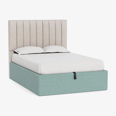 Heal's Heal's Storage Divan Super King Tejo Recycled Teal Black Feet - Heal's UK Bedroom Furniture