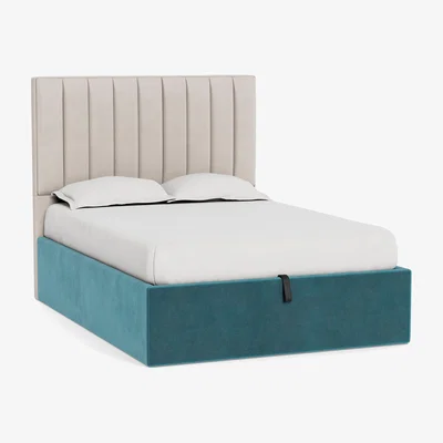 Heal's Heal's Storage Divan Super King Smart Luxe Velvet Airforce Blue Black Feet - Heal's UK Bedroom Furniture