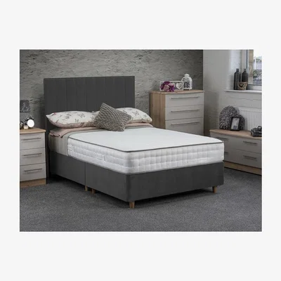 The Range Jonas & James Osbourne Non Storage Divan Bed With Mattress - Steel / Super King