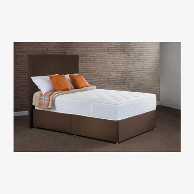 The Range Totnes Divan Non Storage Base Bed With Mattress - Chocolate / Super King