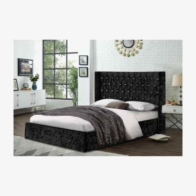 The Range Elizabeth Upholstered Crush Velvet Bed Frame - Black / Superking