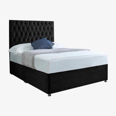 The Range Jemma Divan Bed Set with Headboard and Mattress - Chenille Fabric, Non Storage - Black / Superking