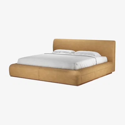 Sofa.com Sunday Super King Divan Base in Turmeric Powdered Leather - sofa.com