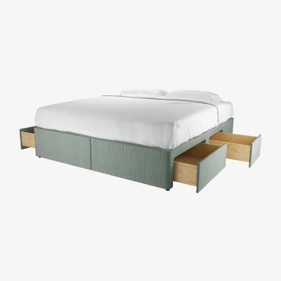 Sofa.com Super King Divan Base in Sage Smart Velvet - sofa.com
