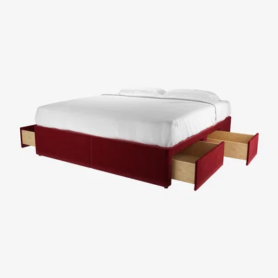Sofa.com Super King Divan Base in Claret Cotton Matt Velvet - sofa.com