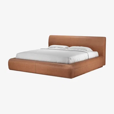 Sofa.com Sunday Super King Divan Base in Cognac Grain Leather - sofa.com