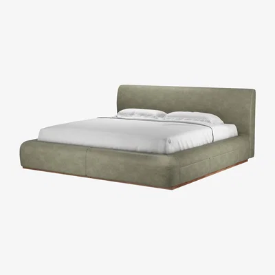 Sofa.com Sunday Super King Divan Base in Matcha Powdered Leather - sofa.com