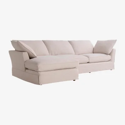 Andrew Martin Cadogan Lhf Chaise Sofa, Sofa, Left Hand Facing, Light Neutral - Andrew Martin Linen