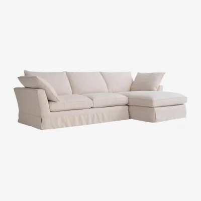 Andrew Martin Cadogan Chaise Sofa, Sofa, Right Hand Facing, Light Neutral - Andrew Martin Linen