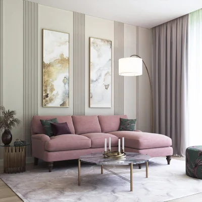 Arighi Bianchi Jasmine Chaise Sofa, Left Hand Facing / Pink