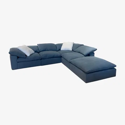 Barker and Stonehouse Perrie Left Hand Facing Corner 5+ Seater Sofa, Blue Fabric | Barker & Stonehouse