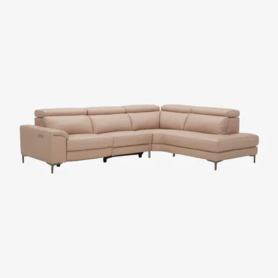 Barker and Stonehouse Cavalli Right Hand Facing Corner 5 Seater Sofa, Pink Leather | Barker & Stonehouse